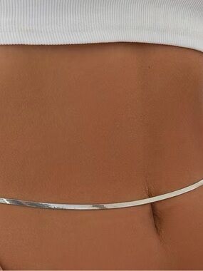 Silver Herringbone Waist Chain - Women's Accessory